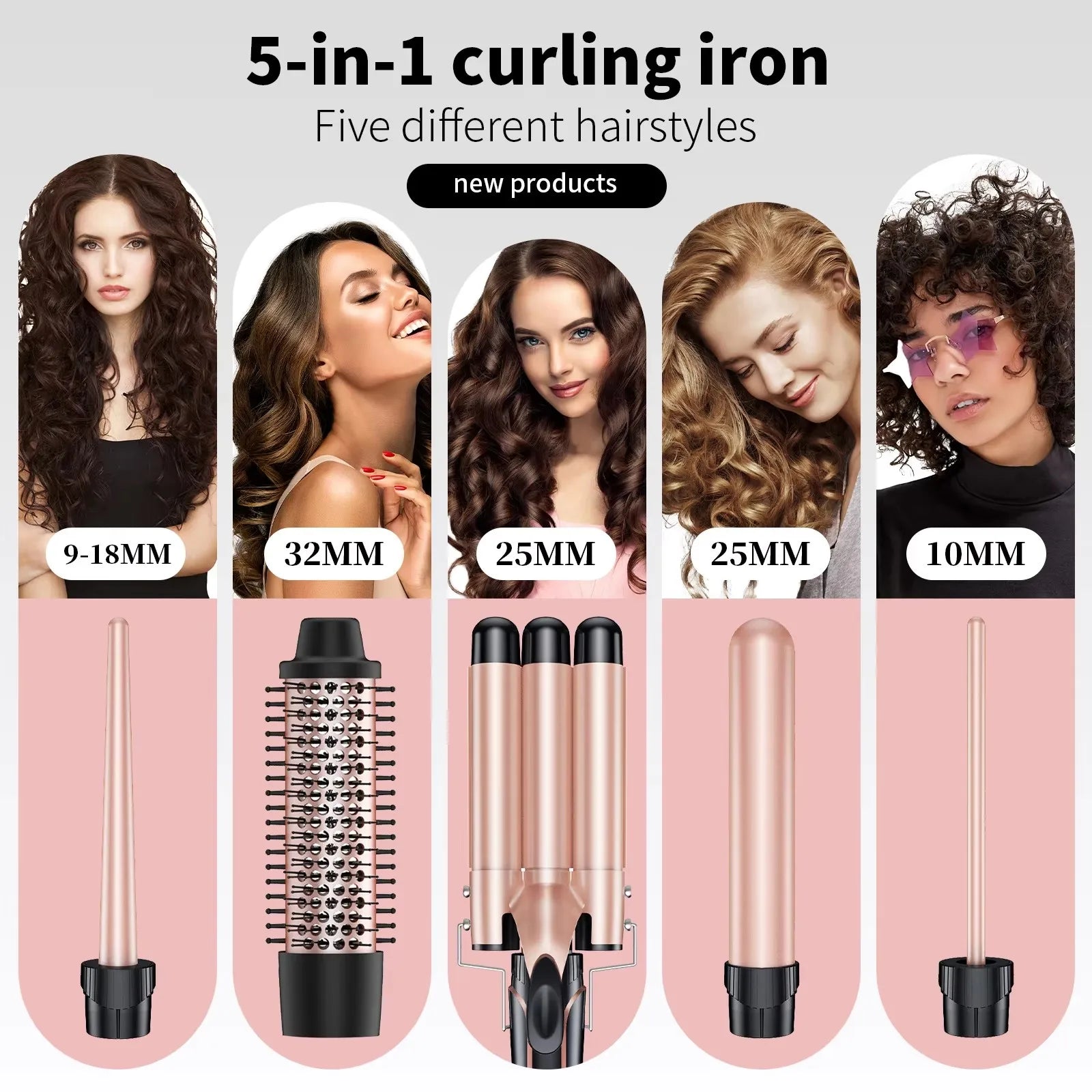 Hair Curler 5 in 1 Professional Curling Iron Hair Straightener Styling Tool For Professional Hair Dryer Household