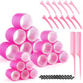 33 pcs Hair Curlers Rollers Self Grip Hair Curlers No Heat  with Clips & Tail Comb for Long Medium Short Hair